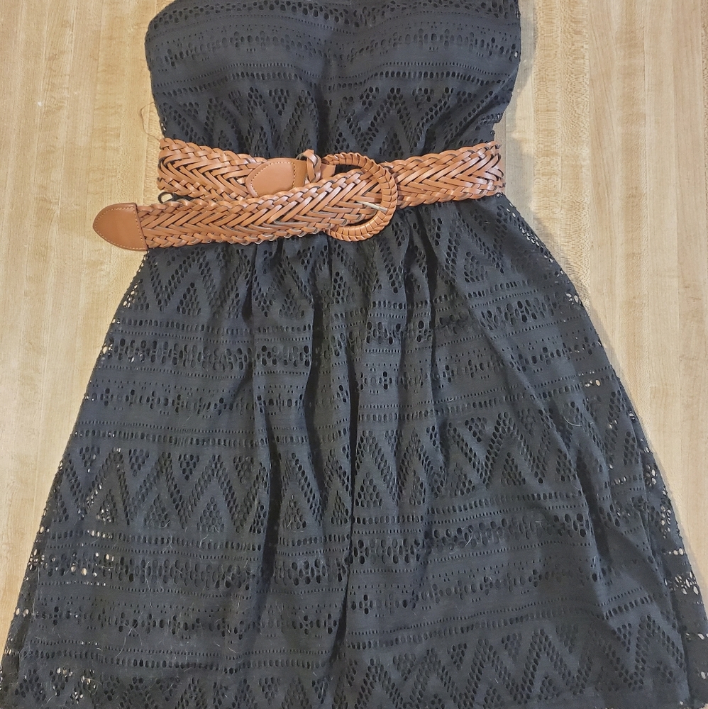Strapless lace knee length dress
